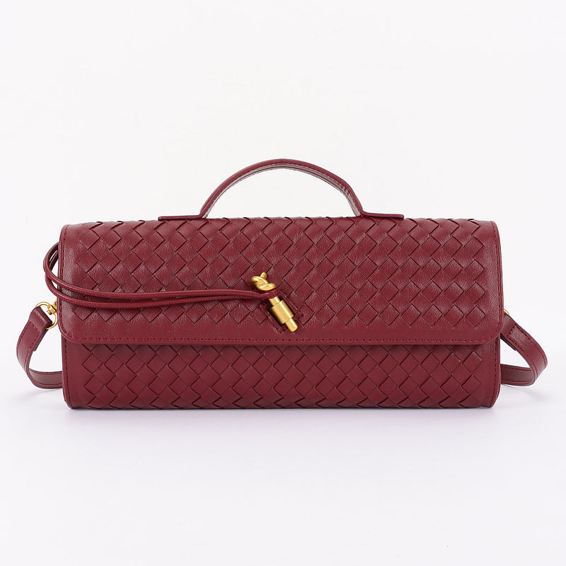 Burgundy Woven Clutch