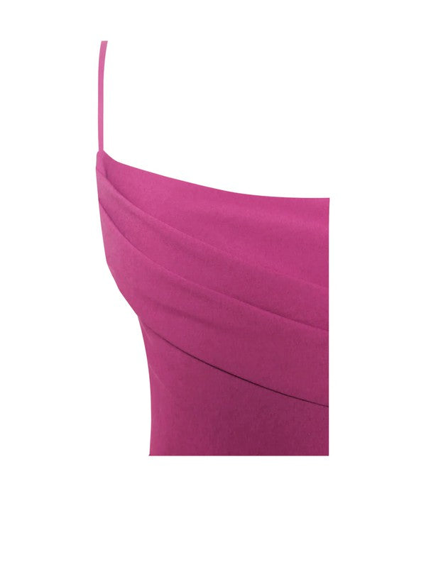 Fuchsia Feather Midi Dress