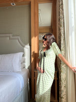 Seafoam Puff Sleeve Polka Dot Dress