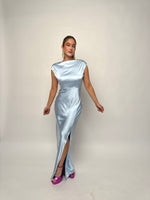 Ella Blue Cowl Neck Gown