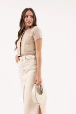 Milly Taupe Short Sleeve Cardi