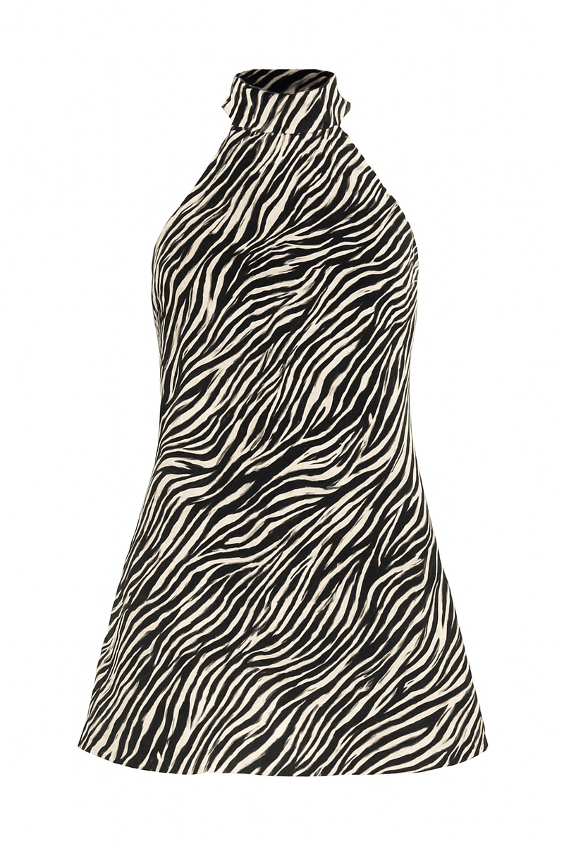 Zebra Halter Mini Dress