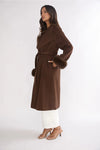 Chocolate Brown Fur Cuff Coat