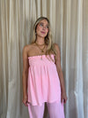 Pink Smocked Strapless Top