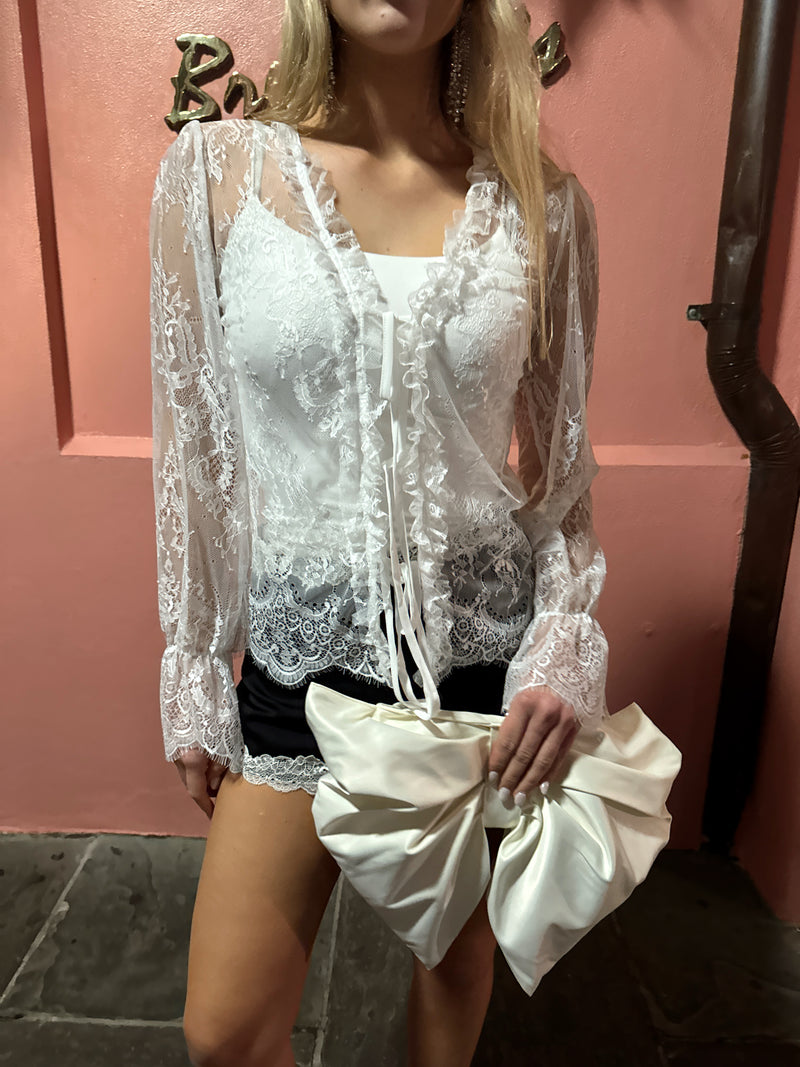 Chloe Lace Tie Front Blouse