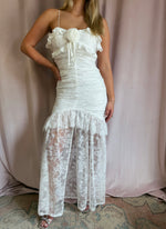 White Lace Rosette Gown