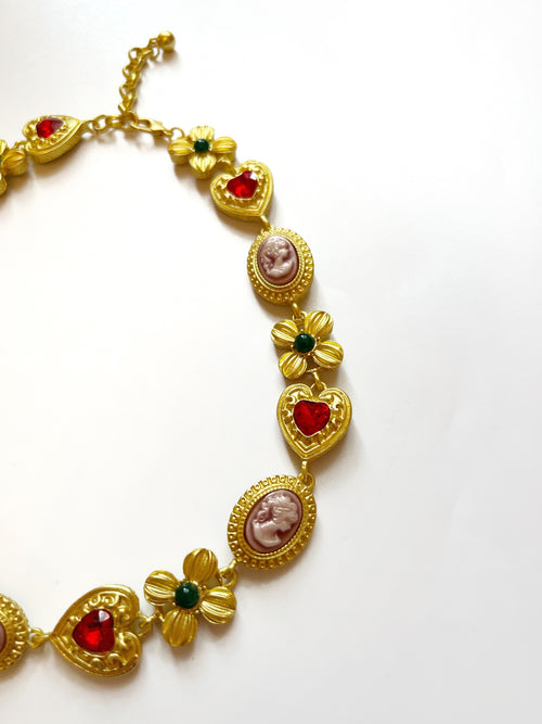Cameo Stone Jeweled Necklace
