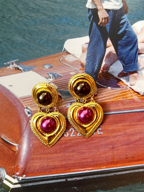 Golden Circle & Heart Earrings
