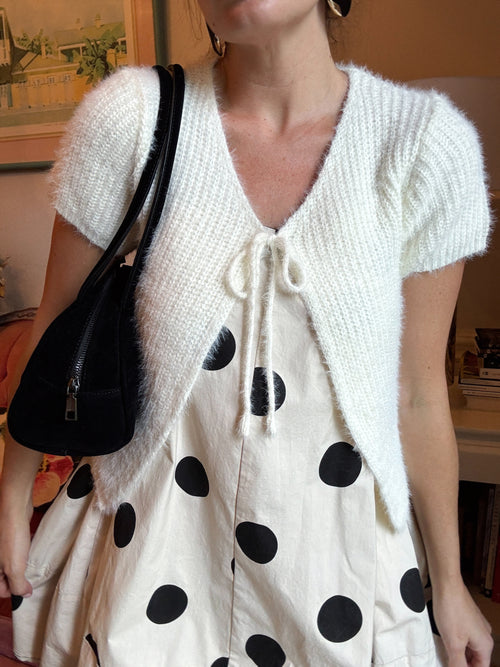 Cream Open Sweater Cardigan Top