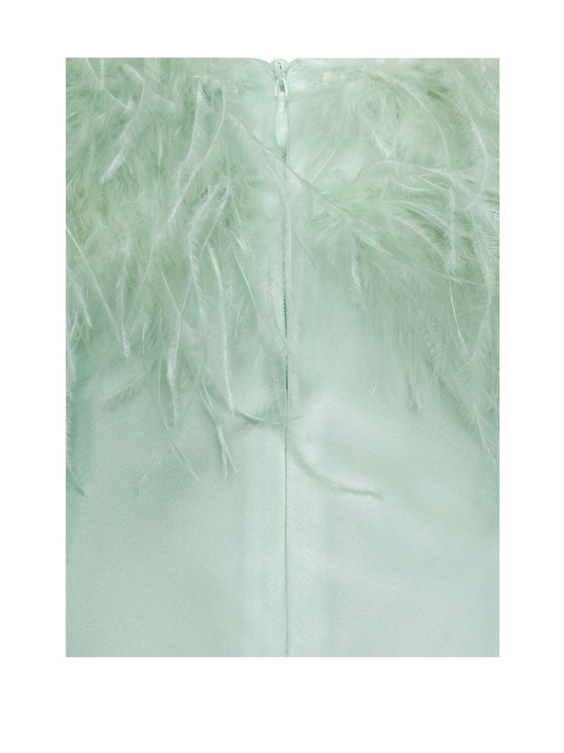 Mint Green Feather Midi Dress