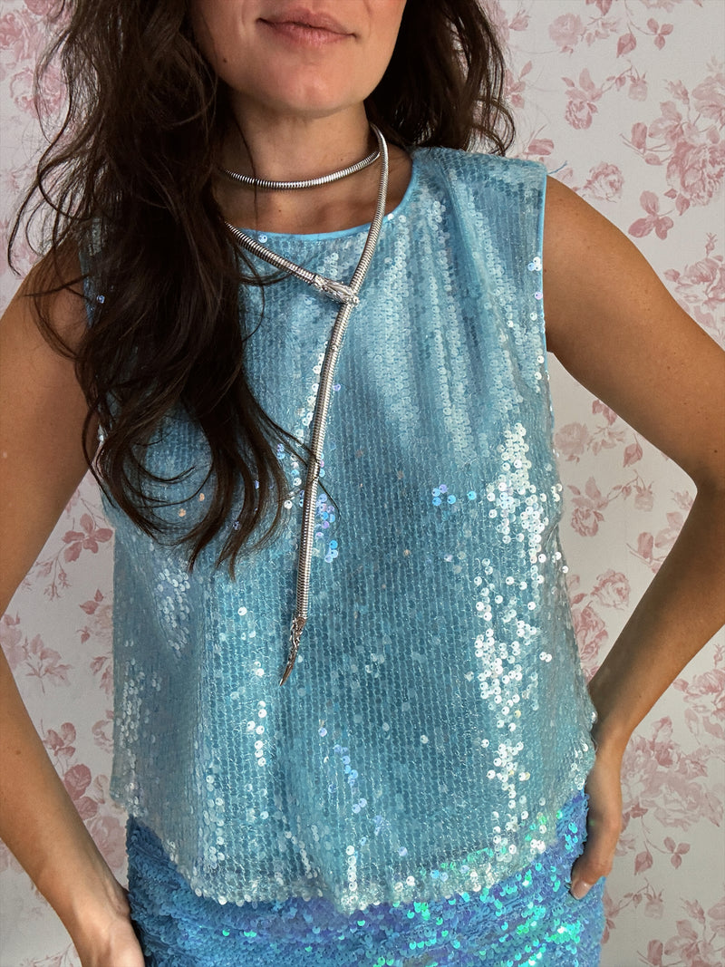 Turquoise Sequin Tank