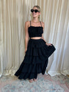 Black Ruffled Top & Maxi Skirt Set