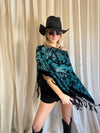Teal Blue Velvet Poncho Top