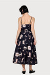 Western Print Drop Waist Midi Dress