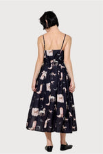 Western Print Drop Waist Midi Dress