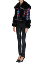 Sequin & Faux Fur Jacket