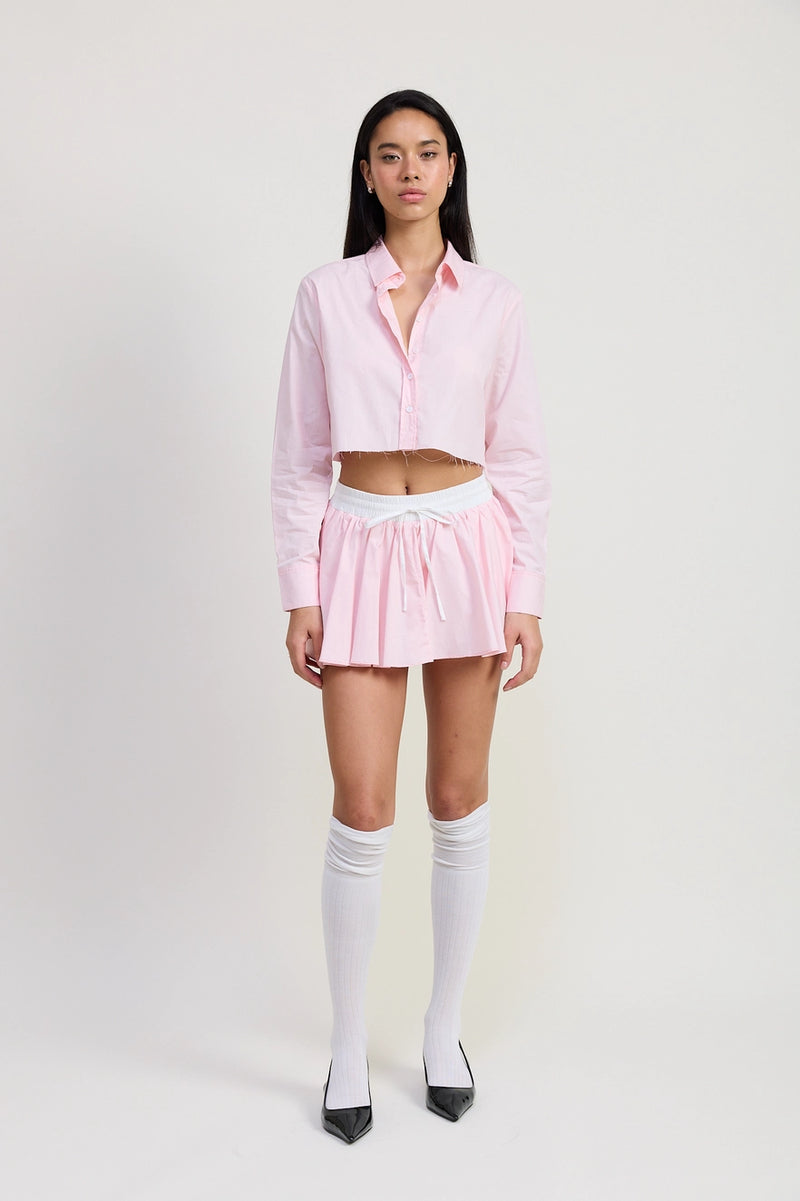 Hallie Pink Poplin Mini Skort