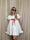 Red Ribbon & Lace Babydoll Dress