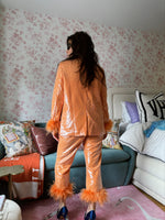 Orange Sequin Feather Pants