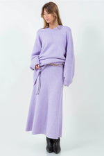 Lavender V Neck Sweater Dress