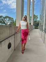 Pink & Red Rose Midi Skirt