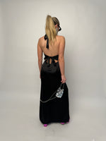 Black Halter Tie Maxi Dress