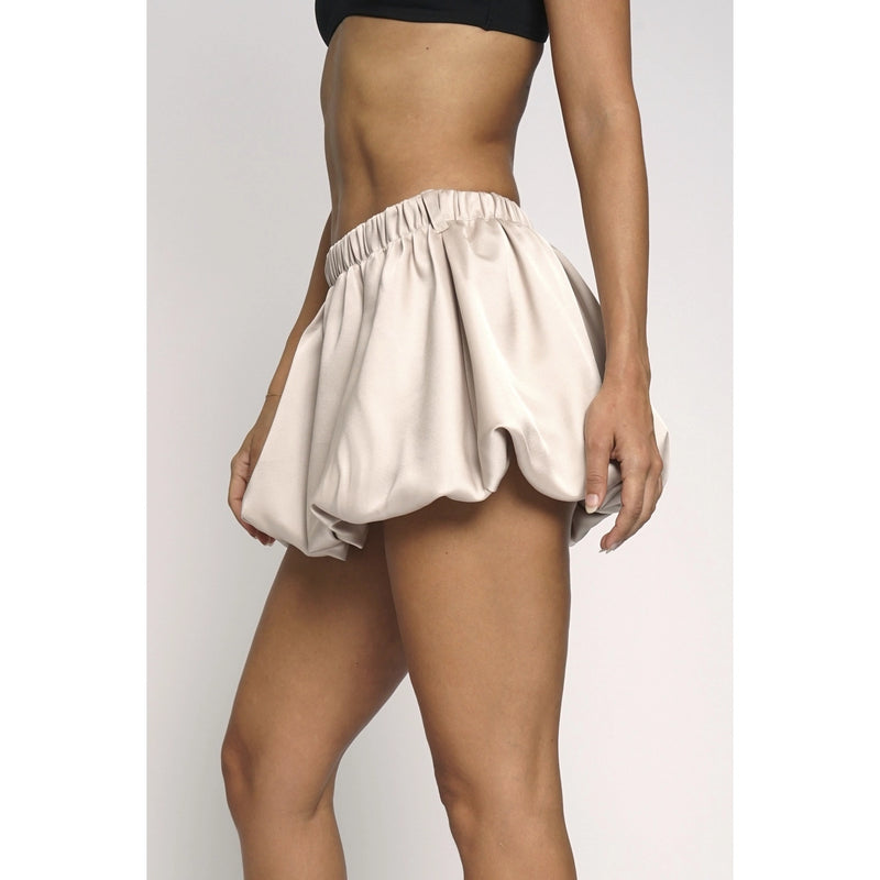 Champagne Satin Bubble Mini Skirt