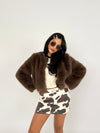 Cream & Brown Animal Print Mini Skirt