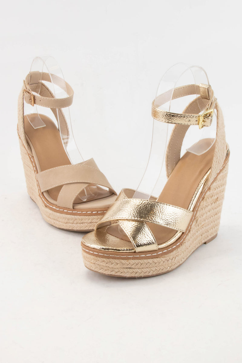 Gold Espadrille Wedges