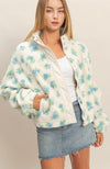 Fauna Blue Floral Sherpa Jacket