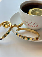 Rainbow Heart Gold Bangle Bracelet