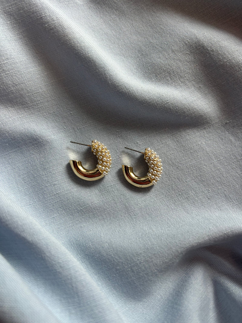 Golden Pearl Hoops
