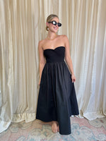 Black Strapless Twist Front Maxi Dress