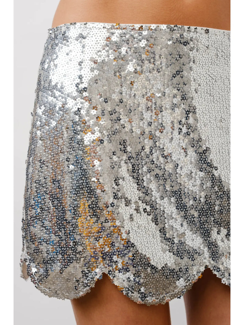 Mimi Silver Sequin Mini Skirt