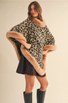 Leopard Fur Trimmed Poncho