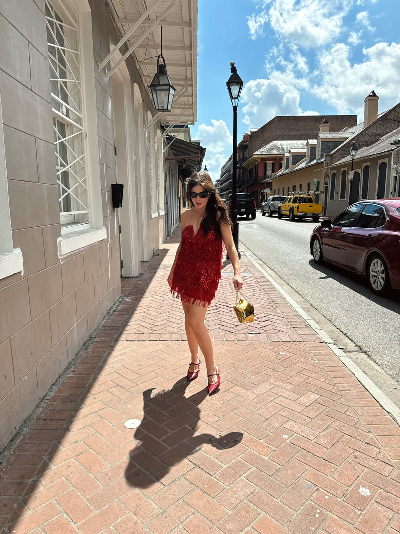 Red Fringe Sequin Dress