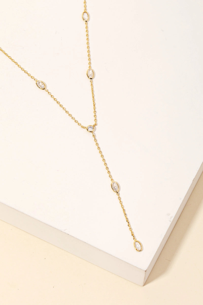 Dainty Rhinestone Y Necklace