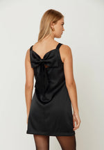 Black Mini Satin Shift Dress