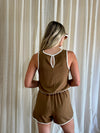 Brown Contrast Wrap Mini Skort