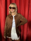 Brown Faux Suede Jacket Top