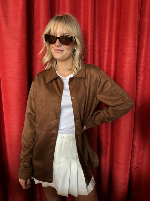 Brown Faux Suede Jacket Top