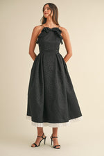 Poets Black Bow Midi Dress