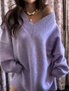 Lavender V Neck Sweater Dress