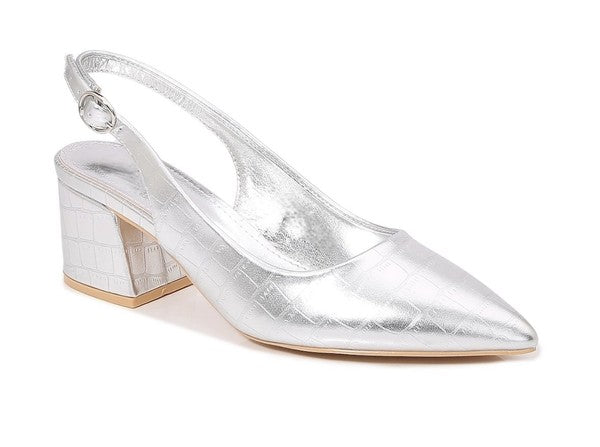 Silver Pointed Toe Heels