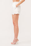 White Scalloped Poplin Shorts