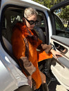 Multi Orange and Leopard Faux Fur Coat