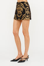 Black & Gold Jacquard Mini Skirt