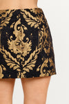 Black & Gold Jacquard Mini Skirt