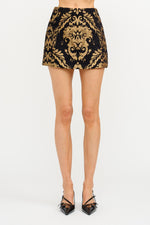 Black & Gold Jacquard Mini Skirt