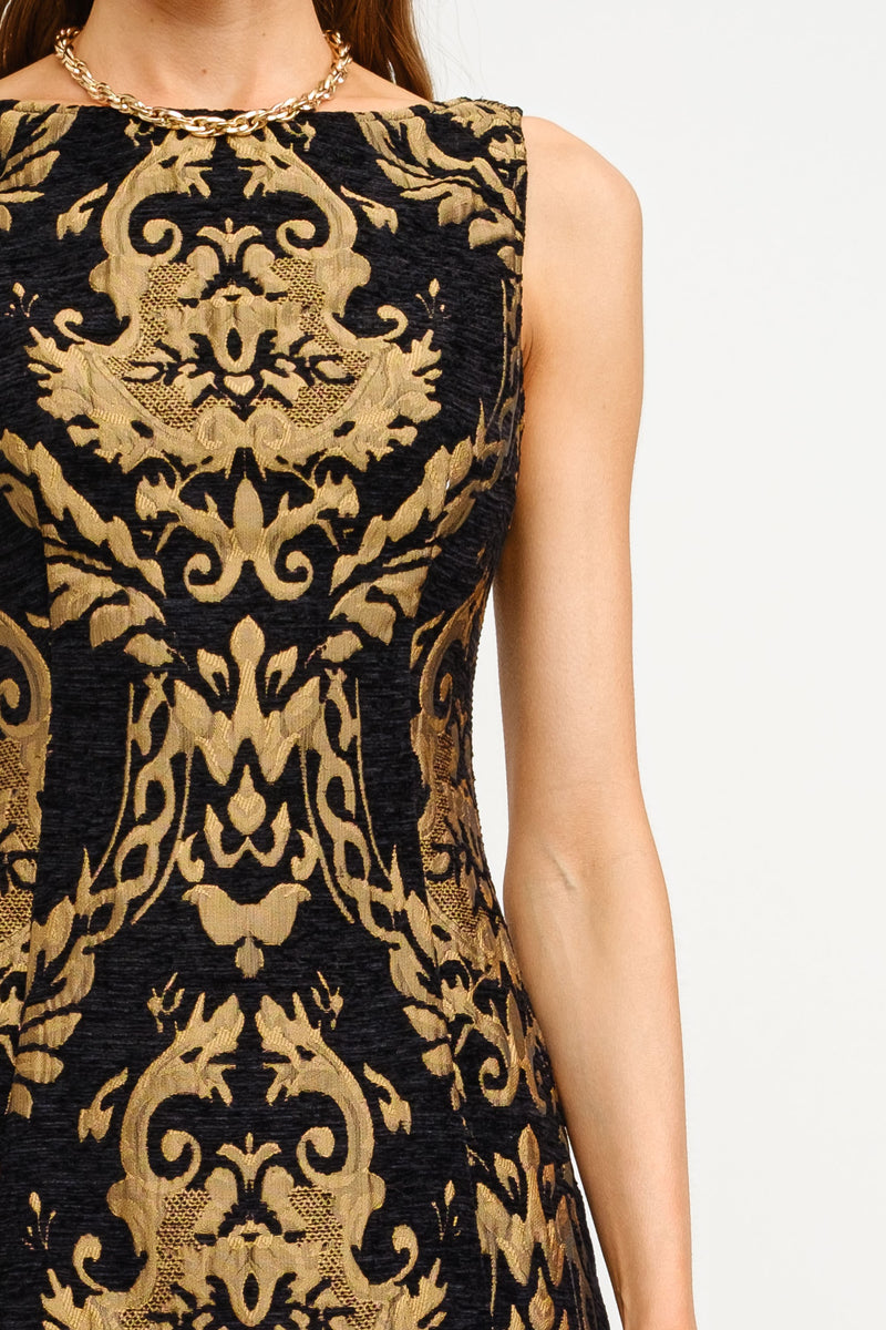 Black & Gold Jacquard Dress